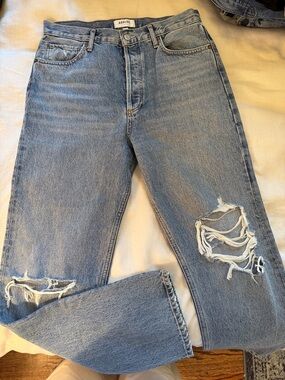 Agolde 90’s Pinch Waist Straight-Leg Distressed Jeans